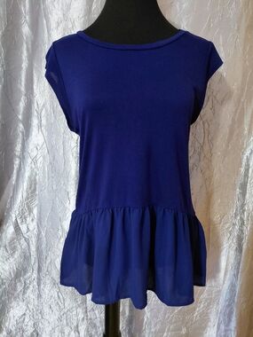 LOFT Navy Blue Peplum Tunic Top